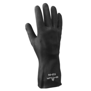 SHOWA™ Size 9 Large Black Chloroflex™ 13" Flock Lined 24 mil Unsupported Neoprene Chemical Resistant Gloves With Tractor Tread Finish And Slip-On Cuff
