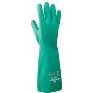 SHOWA™ Size 10 Green Nitri-Solve® 13" 15 mil Unsupported Nitrile Fully Coated Chemical Resistant Gloves With Bisque And Textured Finish And Gauntlet Cuff (Chlorinated)