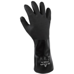 SHOWA™ Size 10 Black Knight™ 14" Jersey Lined PVC Chemical Resistant Gloves With Rough Finish And Gauntlet Cuff