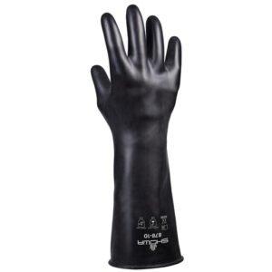 SHOWA™ Size 8 Black Butyl® 14" 25 mil Unsupported Butyl™ Fully Coated Chemical Resistant Gloves With Smooth Finish And Rolled Cuff
