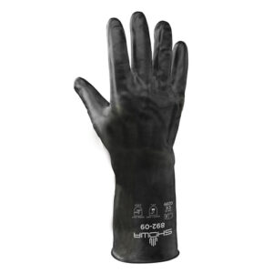 SHOWA™ Size 8 Black Viton® II 12" 12 mil Viton® Fully Coated Chemical Resistant Gloves With Smooth Finish And Rolled Cuff