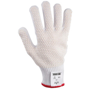 SHOWA™ Size 7 White D-FLEX® Dotted Style 10 gauge Light Weight Dyneema® And Stainless Steel Ambidextrous Cut Resistant Gloves With Seamless Knit Wrist And PVC Dots Coating