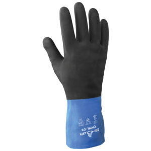 SHOWA™ Size 9 Large Black Chem Master™ 13" Flock Lined 26 mil Unsupported Neoprene Rubber Latex Chemical Resistant Gloves With Tractor Tread Finish And Straight Cuff