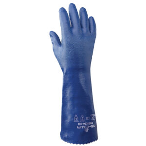 SHOWA™ Size 8 Royal Blue NSK-24™ 14" Cotton Interlock Knit Lined 24 mil Supported Nitrile Fully Coated Chemical Resistant Gloves With Rough Finish And Gauntlet Cuff