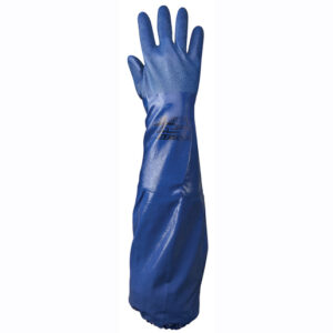 SHOWA™ Size 8 Royal Blue NSK-26™ 26" Cotton Interlock Knit Lined 2 mil Supported Nitrile Fully Coated Chemical Resistant Gloves With Rough Finish And Gauntlet Cuff