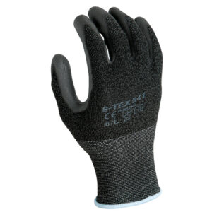 SHOWA™ 2X Black And Gray S-TEX Polyester, Kevlar And Stainless Steel Seamless Knit Cut Resistant Gloves With Elasticated Knit Wrist, HAGANE™ Coil Fiber Liner And Black Polyurethane Coating On Palm And Fingers