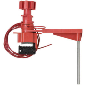 Brady® Red Industrial Grade Steel And Nylon Large Universal Valve Lockout With 8' Sheathed Cable And Blocking Arm