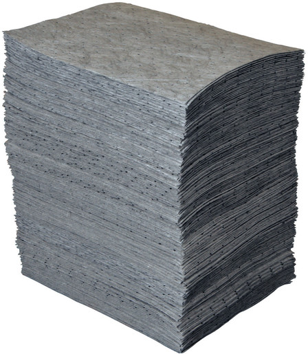 Brady® 15" X 19" SPC™ GP™ Gray 1-Ply Meltblown Polypropylene Dimpled Light Weight Double Coverage Sorbent Pad (200 Per Bale)