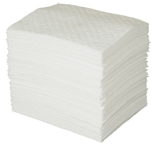 Brady® 15" X 19" SPC™ Oil Plus™ White 3-Ply Meltblown Polypropylene Dimpled Perforated Full Size Heavy Weight Sorbent Pad (100 Per Bale)