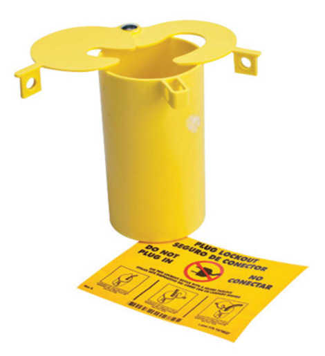 Brady® Yellow 3" X 5 1/2" Thermoplastic Prinzing 3-In-1 Plug Lockout With (2) Sliding Top Lids