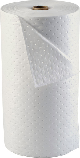 Brady® 28 1/2" X 150' Re-Form™ White 80% Natural Cotton Fiber Double Perforated Heavy Weight Sorbent Roll, Perforated Every 19"