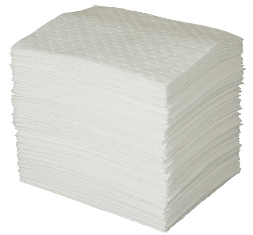 Brady® 15" X 19" SPC™ White 1-Ply Meltblown Polypropylene Dimpled Perforated Heavy Weight Sorbent Pad (100 Per Bale)