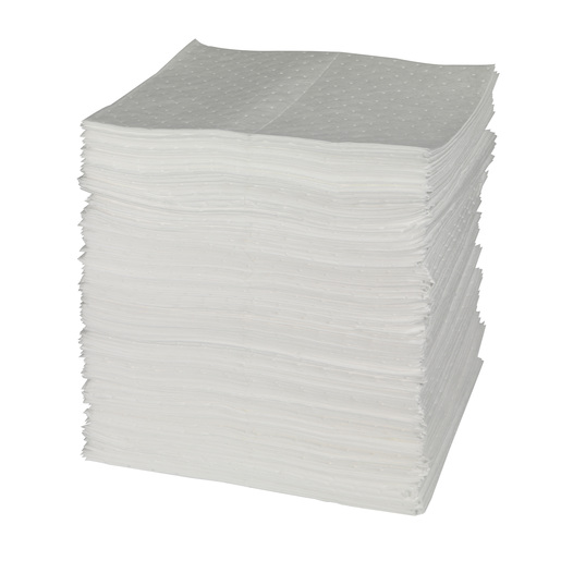 Brady® 15" X 19" SPC™ White 1-Ply Meltblown Polypropylene Dimpled Perforated Light Weight Double Coverage Sorbent Pad (200 Per Bale)