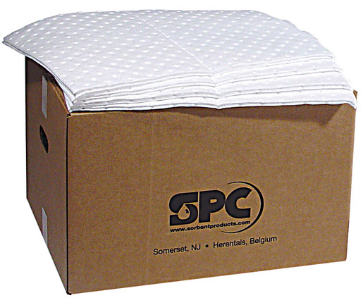 Brady® 15" X 19" SPC™ SXT® Top Layer Blue And Bottom Layer White 3-Ply Meltblown Polypropylene Perforated Double Sided Heavy Weight Sorbent Pad (100 Per Bale)
