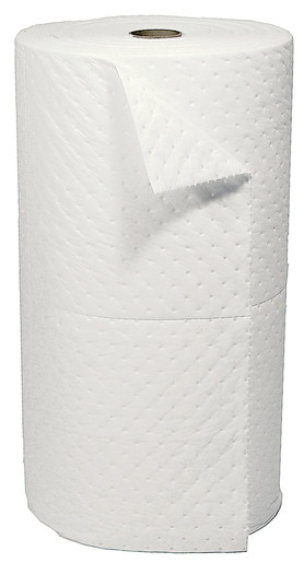 Brady® 30" X 150' SPC™ SXT® Top Layer Blue And Bottom Layer White 3-Ply Meltblown Polypropylene Perforated Double Sided Heavy Weight Sorbent Roll, Covers Wide Area Perforated Every 15" And Up The Center