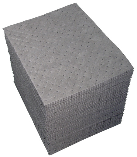 Brady® 15" X 19" SPC™ UXT™ Dark Gray 3-Ply Meltblown Polypropylene Dimpled Perforated Double Sided Xtra Tough Low Linting Heavy Weight Sorbent Pad (100 Per Bale)