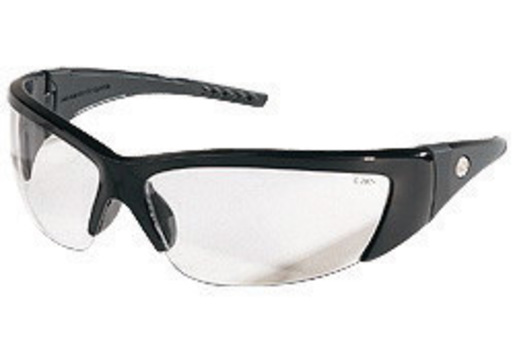 Crews® ForceFlex® 2 Safety Glasses With Black Thermo Plastic Urethane Frame, Clear Polycarbonate Duramass® Anti-Scratch Lens And Black Temple Sleeve