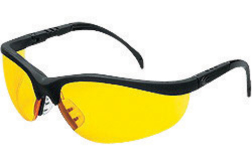 Crews® Klondike® Safety Glasses With Black Nylon Frame And Amber Polycarbonate Duramass® Anti-Scratch Lens