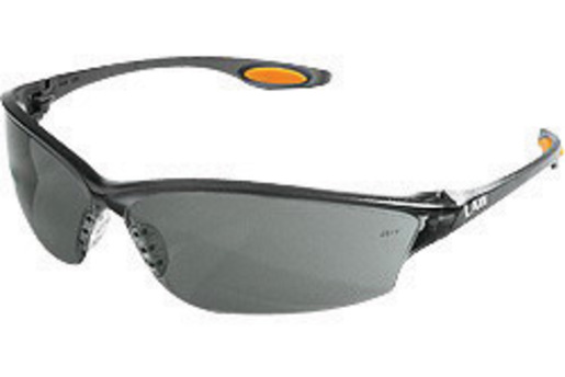 Crews® Law® 2 Safety Glasses With Smoke Nylon Frame, Gray Polycarbonate Duramass® Anti-Scratch Lens And TPR Nose Pad And Orange Temple Sleeve