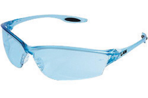 Crews® Law® 2 Safety Glasses With Light Blue Nylon Frame, Light Blue Polycarbonate Duramass® Anti-Scratch Lens And TPR Nose Pad And Black Temple Sleeve