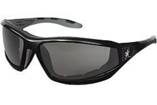 Crews® Reaper™ Regular Safety Glasses With Black Polycarbonate Frame, Gray Polycarbonate Duramass® Anti-Fog Anti-Scratch Lens And Gray Temple Sleeve And Removable Foam Gasket