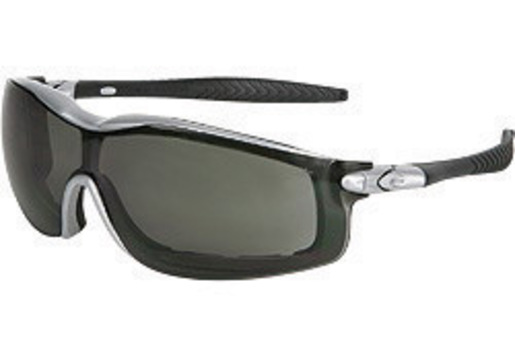 Crews® Rattler™ Safety Glasses With Silver Nylon Frame, Gray Polycarbonate Duramass® Anti-Fog Anti-Scratch Lens And Adjustable Head Band