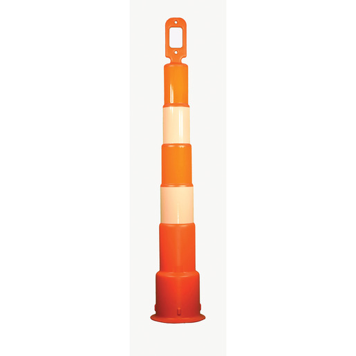 Cortina Safety Products 49" Orange And White High-Density Polyethylene Trim Line Channelizer Cone With (4) 6" Engineer Grade Reflective Stripes And EZ-Grip Handle