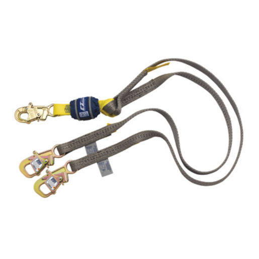 DBI/SALA® 6' WrapBax™2 Polyester Web Twin Leg Tie-Back Shock-Absorbing Lanyard With Locking Snap Hook And Tie Back Hooks On Other End