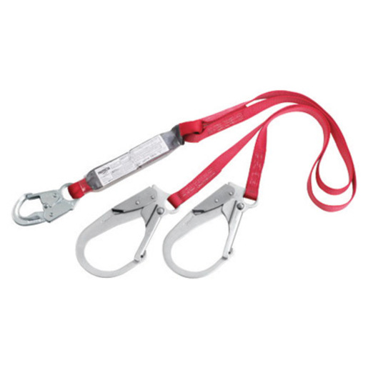 DBI/SALA® 6' PROTECTA® PRO™ Pack 1" Polyester Web Twin-Leg 100% Tie-Off Shock-Absorbing Fixed Lanyard With Self-Locking Snap Hook At Center And Self-Locking Steel Rebar Hook At Leg Ends