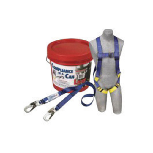 DBI/SALA® Protecta® PRO™ Compliance-In-A-Can™ Light Roofer's Fall Protection Kit (Includes 1191995 First™ Harness, 1341001 Pro™ 6' Single-Leg Shock Absorbing Lanyard, Bucket And 3600 lb Gated Hooks)