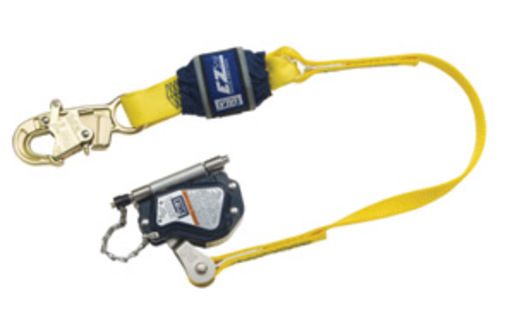 DBI/SALA® Lad-Saf™ Hands Free Mobile Stainless Steel And Thermoplastic Rope Grab With 3' EZ Stop Shock Absorbing Lanyard (For Use With 5/8" Wire Rope Lifeline)