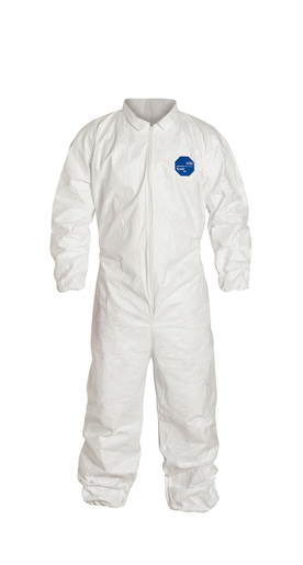 DuPont™ X - Large White Safespec™ Tyvek® Flash Spun Polyethylene Disposable Coveralls With Front Zipper Closure, Collar, Elastic Waist, Elastic Ankles And Elastic Wrist