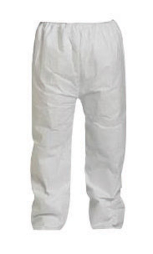 DuPont™ Large White Safespec™ 2.0 5.4 mil Tyvek® Disposable Pants With Elastic Closure, Open Ankles And Elastic Waist (50 Per Case)