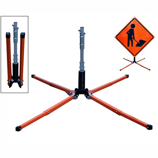 Dicke Safety Products 12" X 22" Black And Orange Steel UniFlex™ Screwlock Roll-Up Sign Stand With Steel Coil Spring