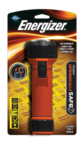 Energizer® Orange And Black MAX® Intrinsically Safe™ Hand-Held Flashlight With LED (Requires 2 D Batteries - Sold Separately)