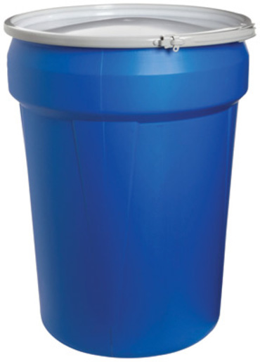 Eagle 21 1/8" Top Dia X 16 5/8" Bottom Dia X 28 1/2" Haz-Mat Blue HDPE Open Head Containment Overpack Drum With 30 Gallon Spill Capacity And Metal Lever-Lock Ring