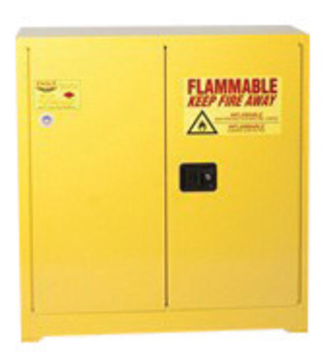 Eagle 30 Gallon Yellow 18 Gauge Steel Safety Storage Cabinet With (2) Self-Closing Doors, (1) Shelf, (2) Vents And 3-Point Latch System (For Flammable Liquids)