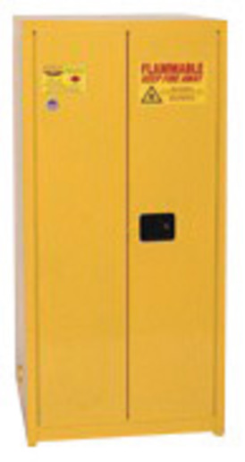 Eagle 60 Gallon Yellow 18 Gauge Steel Safety Storage Cabinet With (2) Self-Closing Doors, (2) Shelves, (2) Vents And 3-Point Latch System (For Flammable Liquids)