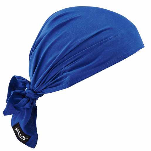 Ergodyne Solid Blue Chill-Its® 6710CT Advanced PVA Evaporative Cooling Triangle Hat With Tie Closure And Towel