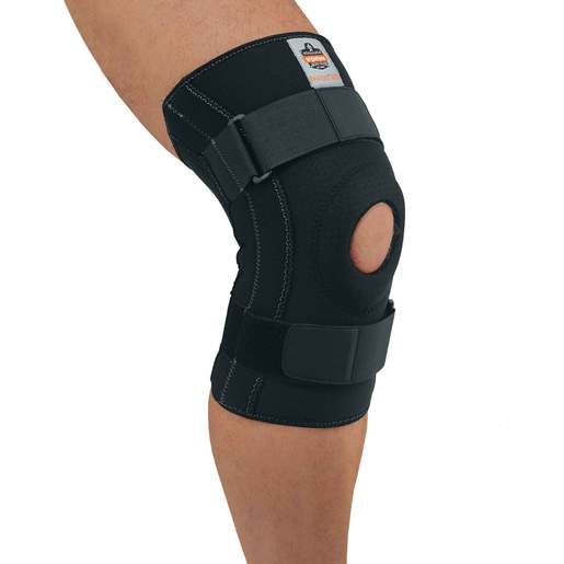Ergodyne Small Black ProFlex® 620 Neoprene Ambidextrous Knee Sleeve With 2" Hook And Loop Closure, Anterior Pad, Open Patella, (2) Lateral And (2) Medial Spiral Stays