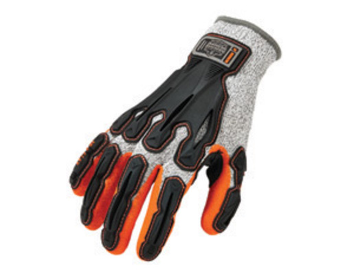 Ergodyne 2X Gray PROFLEX® 922CR 13 Gauge Polyethylene, Nitrile And TPR Nitrile-Dipped DIR Cut Resistant Gloves With HI-Vis Orange Foam Nitrile And Black Molded TPR Armor Coating