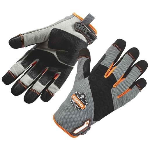 Ergodyne X-Large Black/Gray/Orange ProFlex® Tena-Grip ™ Full Finger Mechanics Gloves With Hook And Loop Cuff
