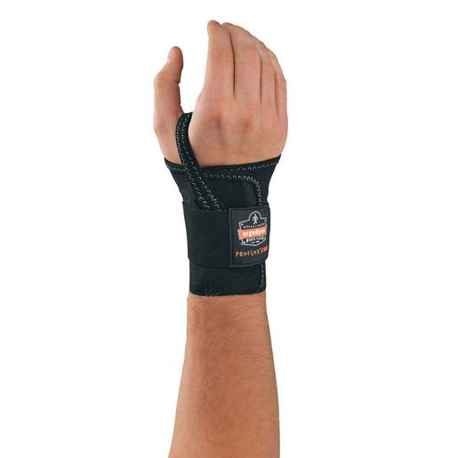 Ergodyne Small Black ProFlex® 4000 Elastic Single Strap Right Hand Wrist Support With Two-Stage Hook And Loop Closure And Open-Center Stay™