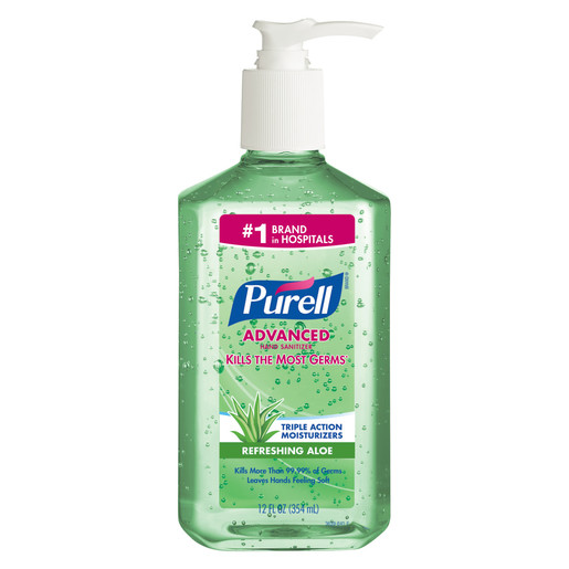 GOJO® 12 Fluid-Ounce Pump Bottle Clear Green Purell® Fresh Scented Advanced Instant Hand Sanitizer With Aloe