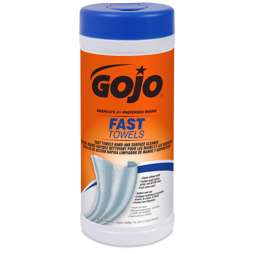 GOJO® Canister White Fast Wipes® Pleasant Orange Scented Multi-Purpose Towels (25 Count Per Pack)