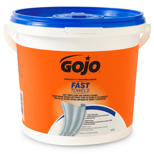 GOJO® Bucket White Fast Wipes® Pleasant Orange Scented Multi-Purpose Towels (130 Count Per Pack)