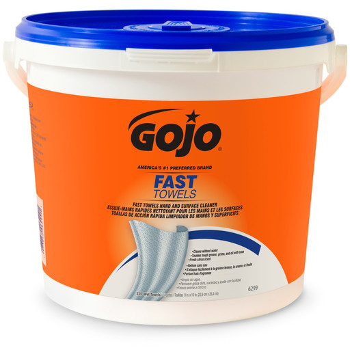GOJO® Bucket White Fast Wipes® Pleasant Orange Scented Multi-Purpose Towels (225 Count Per Pack)