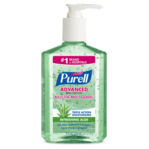 GOJO® 8 Fluid-Ounce Pump Bottle Clear Green Purell® Fresh Scented Advanced Instant Hand Sanitizer With Aloe