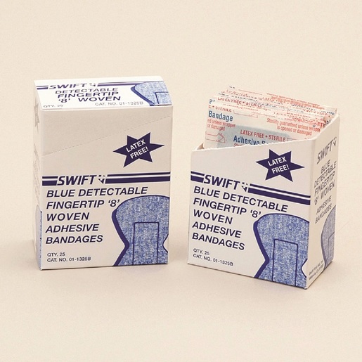 Swift First Aid 8" Blue Woven Fingertip Adhesive Bandage (25 Per Box)