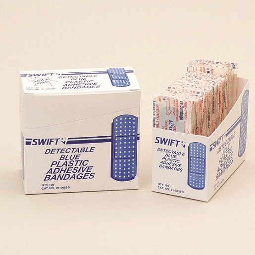 Swift First Aid 1" X 3" Blue Plastic Adhesive Bandage (100 Per Box)